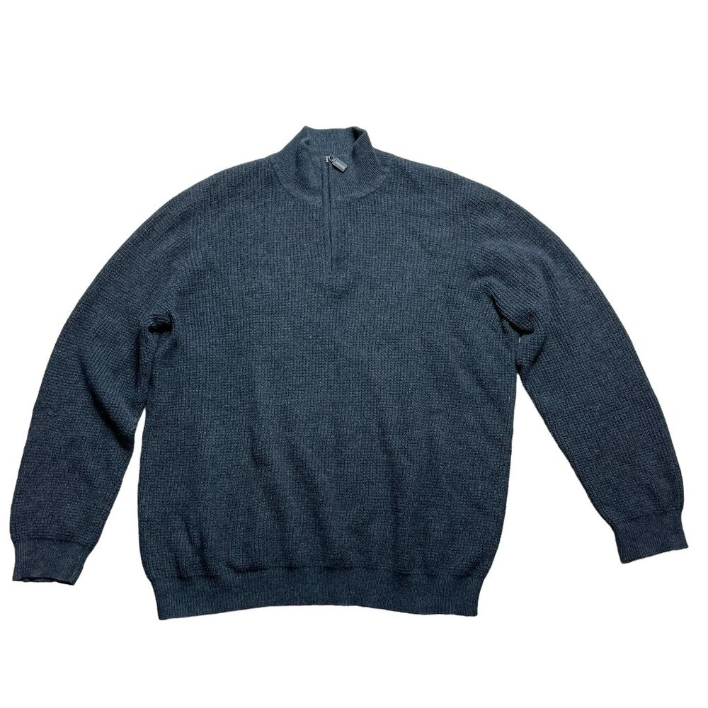 L.L. Bean 1/4 Zip Up Pullover Sweater Mock Neck Mens Size 2XL Tall Cashmere Grey